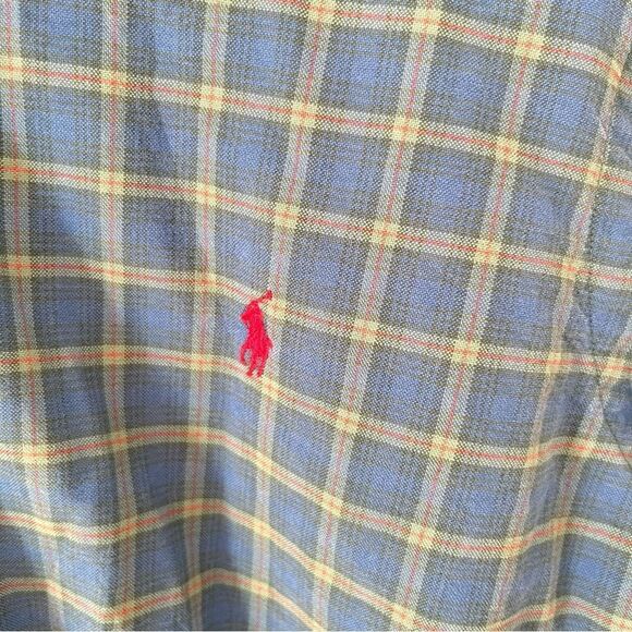 Ralph Lauren Blue Label Green Blue Plaid Long Sleeve Cotton Dress Shirt - Picture 6 of 7